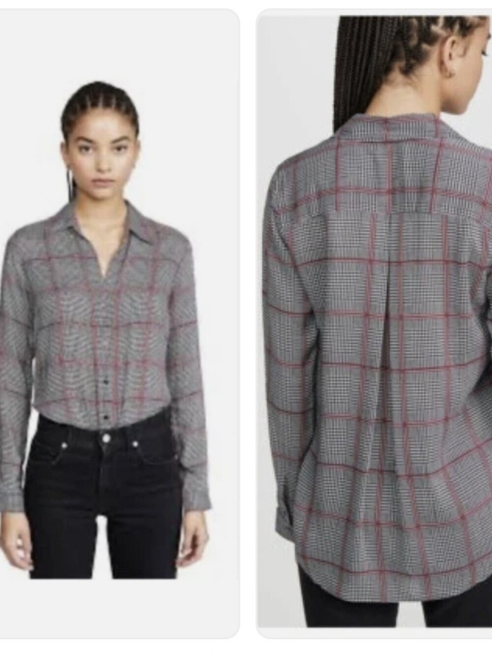 NWT L'AGENCE Nina blouse in an Autumn Pfeiffer Plaid pattern sz SP